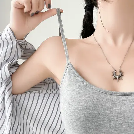 吊带背心女内搭2025新款春夏外穿黑白色打底美背文胸一体无袖上衣图片