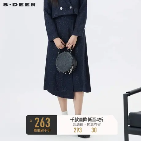 sdeer圣迪奥女装时尚肌理不规则拼接A字长裙S233Z1134商品大图