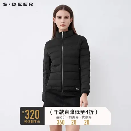 sdeer圣迪奥冬装休闲高领撞色字母拼接短款羽绒服女S21482449💱商品大图