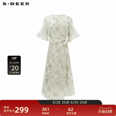 sdeer圣迪奥女装田园风碎花收腰两件套连衣裙S242Z12Q5图片