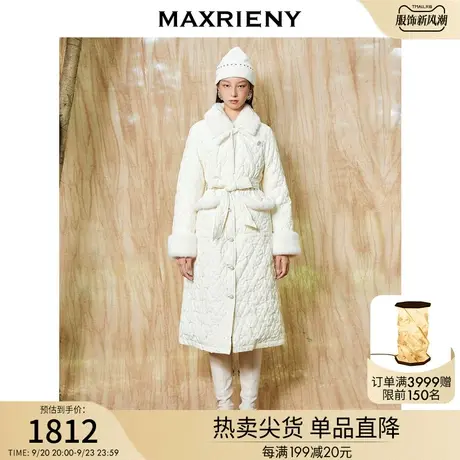 MAXRIENY复古蝴蝶结翻毛领羽绒服中长款冬季新款羽绒服女外套图片