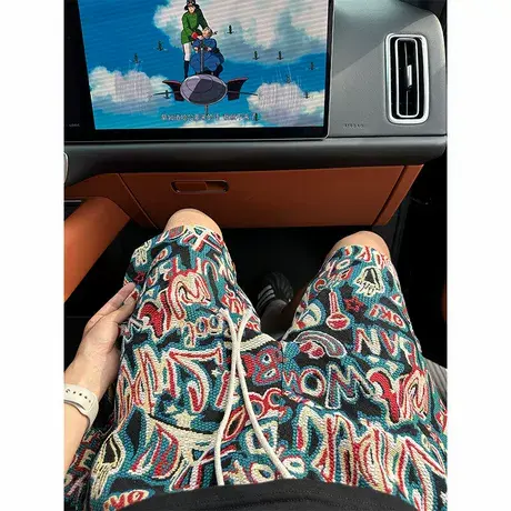 夏威夷民族风短裤男夏季美式潮牌运动裤子ins宽松休闲沙滩五分裤图片