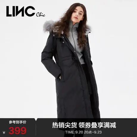 LINCCHIC金羽杰羽绒服女毛领修身派克服长款羽绒服女冬季944408图片