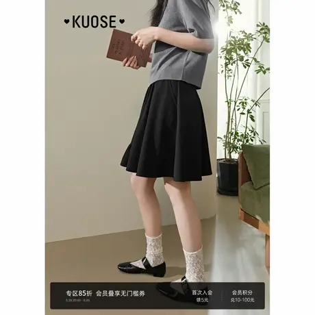 阔色黑色阔腿a字半身裙裤高腰休闲裤女2025夏季新款五分短裤子商品大图