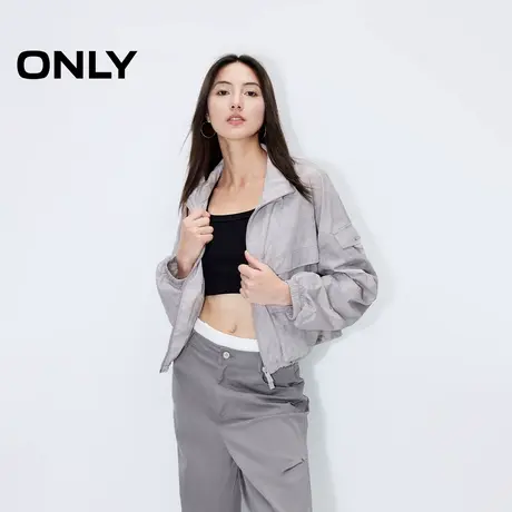 ONLY奥莱夏季休闲工装风宽松晕染立领风衣外套女图片