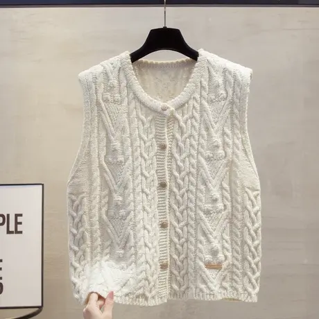 开衫圆领针织马甲背心女2025春秋新款宽松外穿马夹叠穿毛衣坎肩潮商品大图