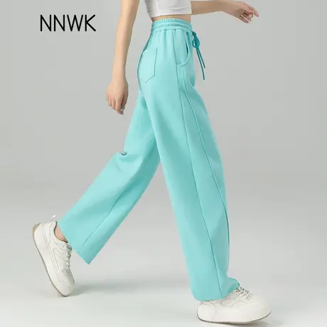 湖蓝色运动裤女垂感休闲裤子2025新款夏季薄款宽松卫裤小个子镰刀图片