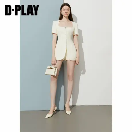 DPLAY【时髦精系列】2025年夏季新款白色短袖西装通勤气质西服商品大图
