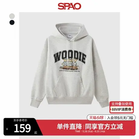 SPAO韩国同款2025年春季新品情侣款小熊Woodie连帽卫衣SPMHF12C62商品大图