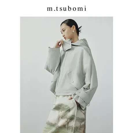 子苞米宽松休闲轻薄短款夹克上衣2024春新款连帽抽绳设计感外套女商品大图