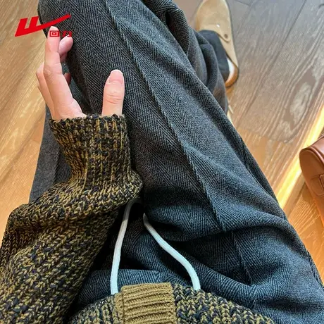 ZH回力阔腿裤女2025新款女春秋季高级宽松休闲垂感窄版直筒裤子商品大图