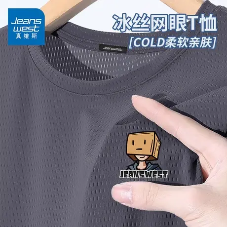 GV真维斯冰丝速干t恤男短袖夏季半袖网眼透气运动大码男士体恤衫D商品大图