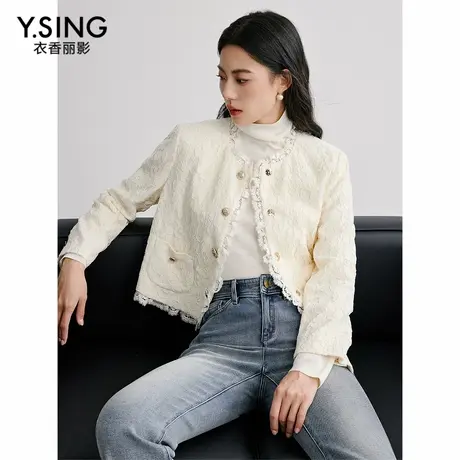 【直播】蕾丝拼接小香风短外套女春季新款法式优雅减龄上衣商品大图