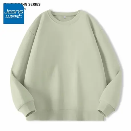 KV真维斯绿色圆领卫衣女春秋款2025新款长袖美式慵懒宽松上衣外套图片