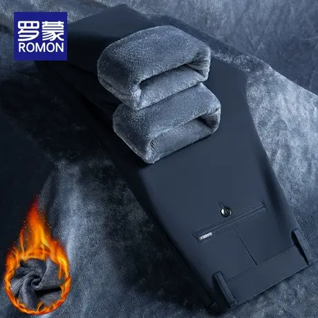 罗蒙加绒加厚休闲裤男秋冬2025新款直筒宽松男裤冬季带绒中年长裤图片