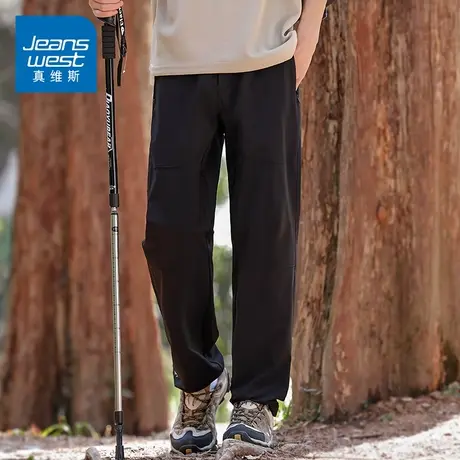 KZH真维斯登山休闲裤男夏季薄款宽松直筒裤拼接潮流阔腿速干长裤商品大图