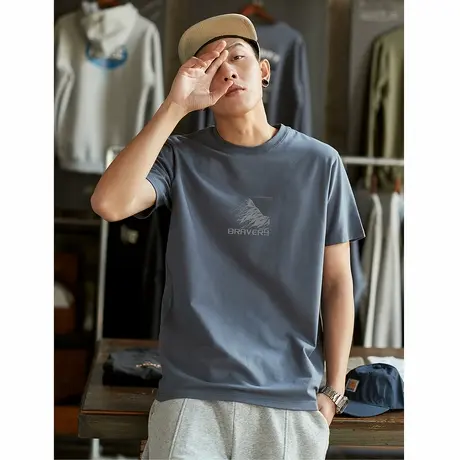 唐狮夏季新款男短袖T恤宽松印花圆领上衣半袖简约内搭打底衫t图片