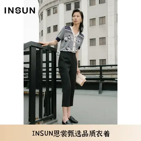 INSUN恩裳夏季三醋酸干爽透气薄款小脚西裤商品大图