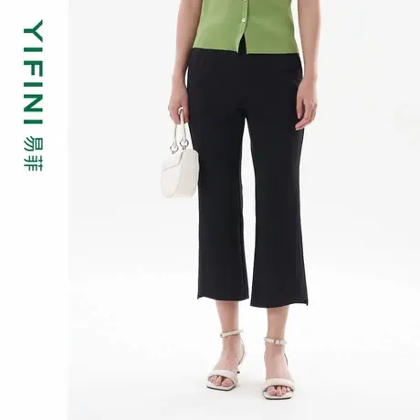 [专柜同款]Yifini/易菲宽松显瘦休闲喇叭裤夏装新款八分裤图片
