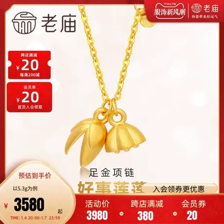 老庙黄金足金999莲花莲蓬好运连连多子多福项链古韵(多退少补)商品大图