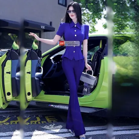 VJE夏季薄款时尚垂感高腰微喇叭裤女2025新款职业修身休闲长裤商品大图