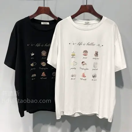 2025夏装 韩国东大门新款趣味卡通图案宽松慵懒风显瘦短袖T恤女潮商品大图
