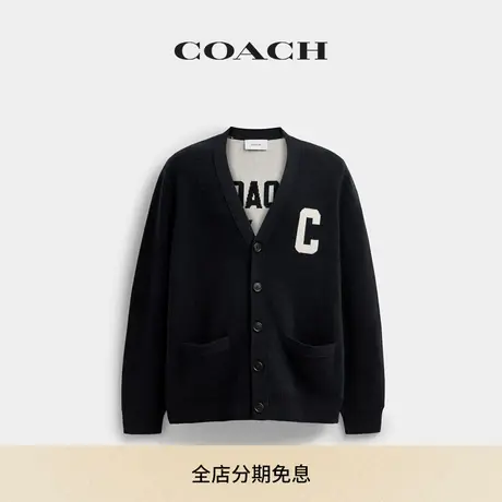 【新品】COACH/蔻驰男士针织开衫上衣休闲舒适黑色图片