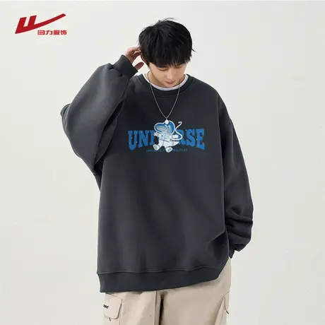 回力美式重磅长袖卫衣男2025新款秋冬季加绒加厚潮牌男生T恤上衣图片