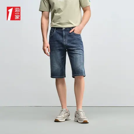 海一家简约有型六分裤2025夏季新款五袋款直筒男士牛仔裤图片
