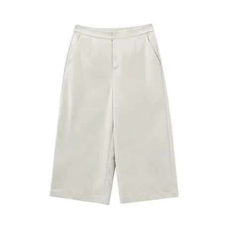 [专柜同款]Yifini/易菲斜纹阔腿裤百搭七分裤夏装新款商品大图