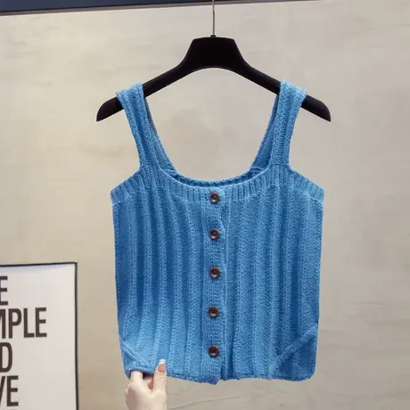 吊带开衫针织马甲背心女2025春秋新款宽松外穿上衣短款毛衣坎肩潮图片