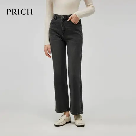 PRICH休闲直筒裤牛仔裤2024冬季新款高腰显瘦宽松长裤子女商品大图