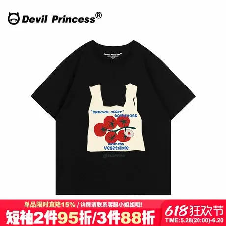 美式复古学院风黑色正肩短袖t恤女chic百搭纯棉设计感小众上衣夏图片