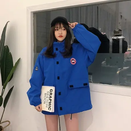 2021春秋新款韩版原宿港风学生嘻哈bf宽松百搭工装棒球服外套女潮图片