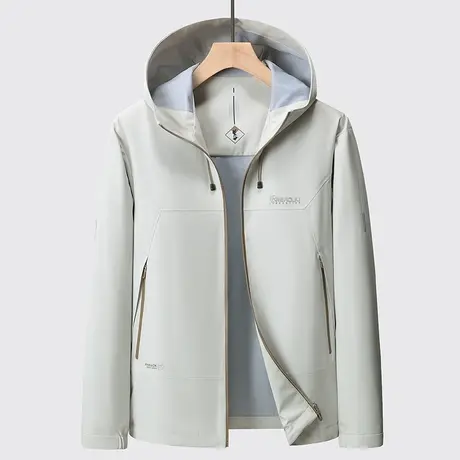 春季新款连帽冲锋衣夹克防风户外短款潮流运动风衣男士上衣服外套商品大图