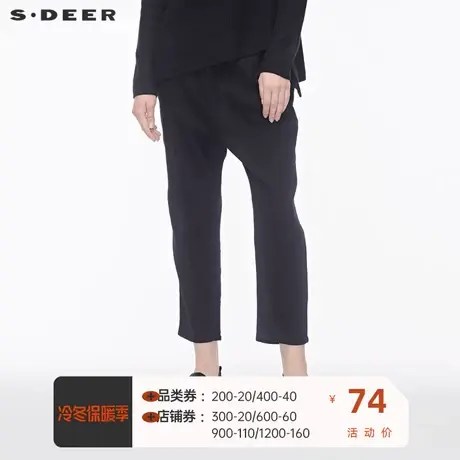 sdeer圣迪奥女装简约新潮个性系带装饰对称挖袋时尚裤子S18480890🍺商品大图