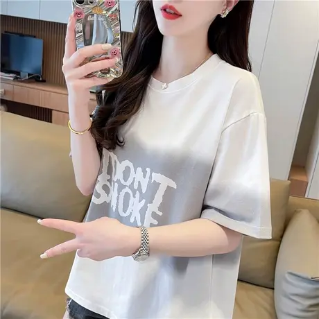 渐变色小个子短袖t恤女夏季韩版宽松大码设计感小众学生百搭上衣图片