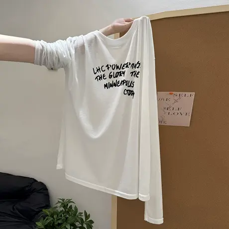 2025夏季新款长袖T恤罩衫女韩版宽松外搭微透薄款空调防晒衫上衣商品大图