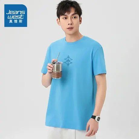 XC真维斯男装衣服2025春季新款体恤纯棉男款上衣通勤男士短袖T恤商品大图