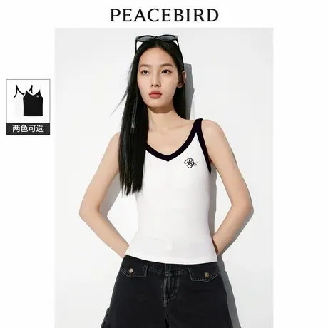 【来了就好】太平鸟撞色边吊带针织衫简约时尚内搭背心运动风上衣商品大图