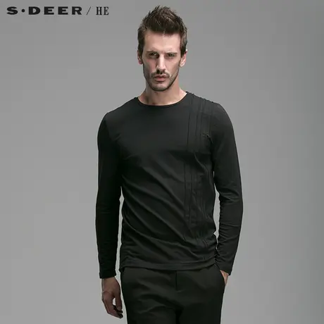 sdeerhe圣迪奥纯棉休闲舒适圆领长袖T恤H14370224图片