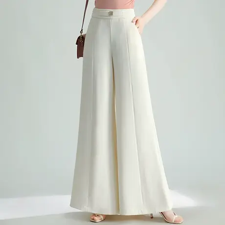 气质通勤裙裤阔腿裤女夏季2025新款高腰宽松显瘦大喇叭裤休闲甩裤商品大图