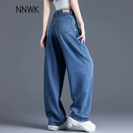 天丝牛仔裤女春夏季薄款郑州女裤2025新款高端汉麻垂感阔腿裤长裤图片