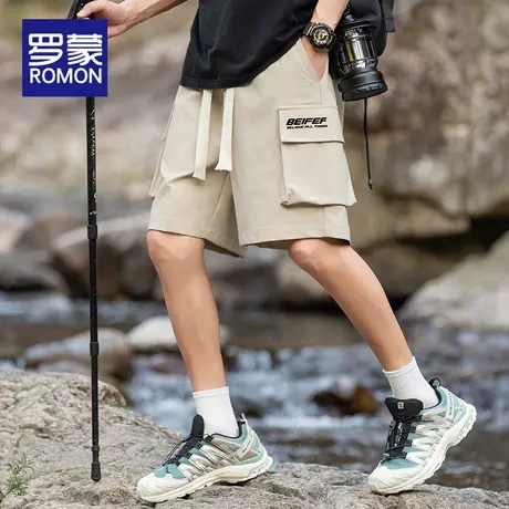 罗蒙男士休闲工装短裤夏季薄款2025新款宽松抽绳透气五分裤子男款图片