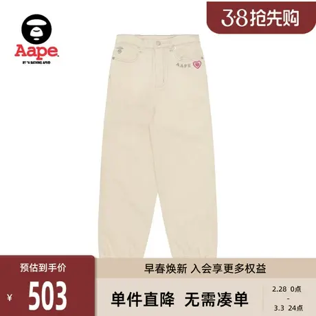 Aape旗舰店女装春夏爱心猿人徽章字母刺绣束脚休闲长裤A649XXL图片