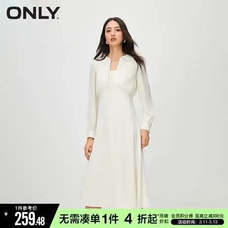 ONLY冬季气质通勤风百搭灯笼袖显瘦连衣裙女|123407016商品大图