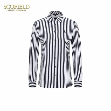 【含棉】Scofield女装都市条纹衬衫正肩衬衣刺绣logo2025夏季新品商品大图