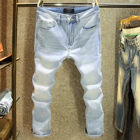 高品质百搭简约牛仔裤男弹力修身小脚裤2025新款潮流时尚休闲长裤图片