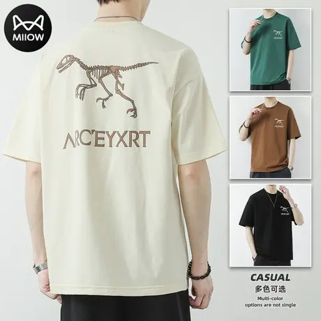 猫人短袖男士夏季新款美式痞帅潮流个性时尚卡通青年透气T恤衫潮图片