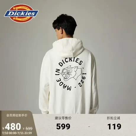 Dickies秋冬背后图案印花 保暖宽松加绒连帽卫衣 男女情侣图片